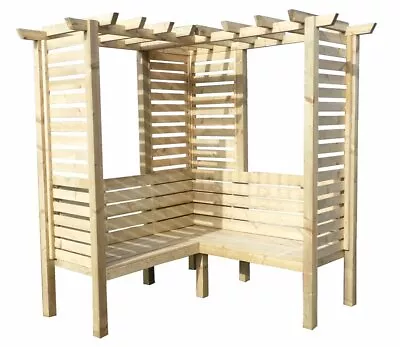 GARDEN CORNER ARBOUR PERGOLA SEAT WOODEN TIMBER OUTSIDE BENCH ROOF TONGUE 6ft • £449.94