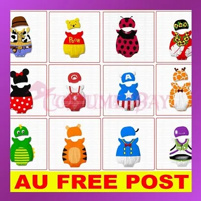 Boys Girls Baby Romper Animal Cartoon Costume Bodysuit Outfit Jumpsuit Set Hat • £8.31