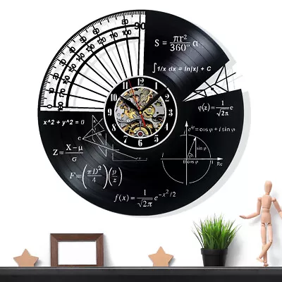 Math Teacher Vinyl Record Wall Clock Gift Surprise Ideas Friends Birthdays Decor • $16.97