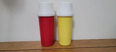 Vintage Tupperware Ketchup And Mustard Pump Dispensers 1329 With Lids 871 • $9.99