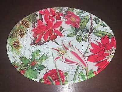 Michel Design Works Holiday Holly Berry Poinsettia 6.25” Oval Soap Trinket Tray • $10