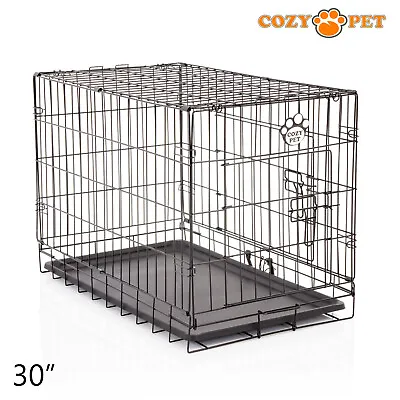 £36.99 • Buy Dog Cage 30 Inch Puppy Crate M Cozy Pet Black Dog Crates Folding Metal Cages
