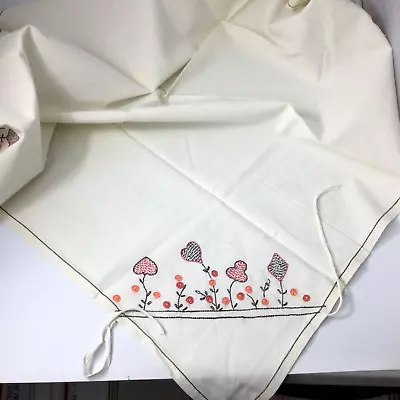 Vintage Square Tablecloth With Ties For Bridge Game Table Embroidered 32 X 32 • $12