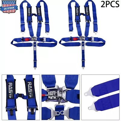 3  Universal Blue 5 Point Camlock Quick Release Racing Car Belt Harness 2PCS • $145.99