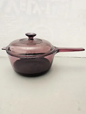 Pyrex Vision Ware By CORNING Cranberry Cookware 2.5 L Saucepan Pot Lid • $41.14