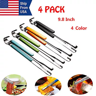 4x Korean BBQ Stainless Steel Tongs Light Weight BBQ Seafood Bread Multi Purpose • $7.99