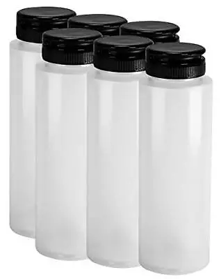 Easy Squeeze Plastic Condiment Bottles With Black Flip Top Cap 8 Oz Empty Set 6 • $22.87