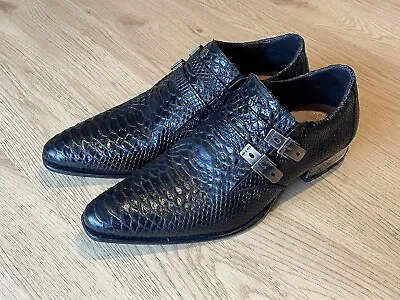 New Rock Men’s Black Snakeskin Leather Shoes (size 10) • £100