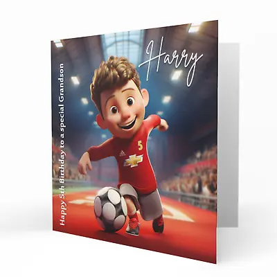 Personalised Manchester United Football Birthday Card Any Name Age Relation • £3.79