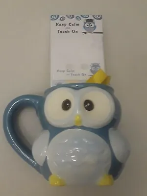 Keep Calm And Teach On Notebook Blue Owl Coffee Tea Mug Cup Gift Set • £12.48