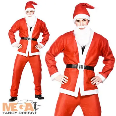 Budget Santa Claus + Hat + Beard Father Christmas Adult Fancy Dress Mens Costume • £5.99