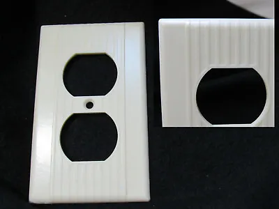 Vintage LEVITON Cream Bakelite Ribbed Art Deco OUTLET Switchplate Cover • $7.95
