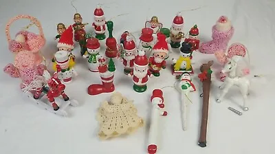 $28 • Buy Vintage Lot Of Wooden Christmas Ornaments 