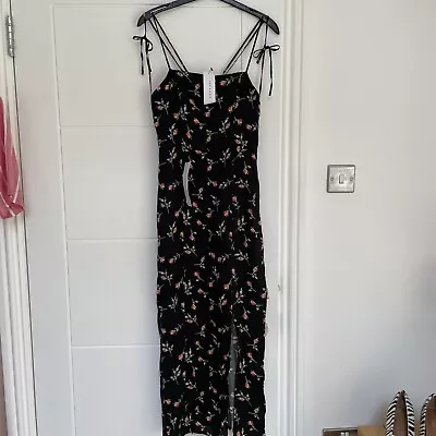 £14.99 • Buy BNWT Gorgeous Topshop Dress Size 6 Black Cami Midi Dress Rosebud Design New