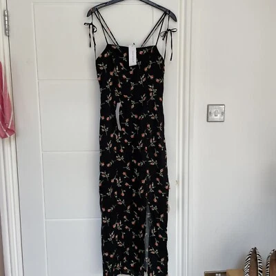 £14.99 • Buy BNWT Gorgeous Topshop Dress Size 6 Black Cami Midi Dress Rosebud Design New