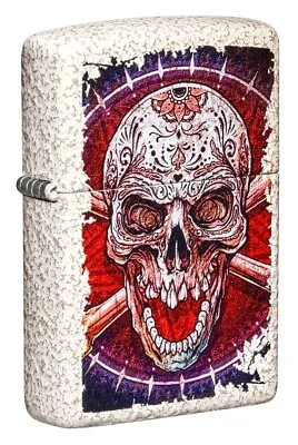 New Zippo Lighter Vivid Coloured Skull Design On Mercury Glass Case Gift / Boxed • £37.40