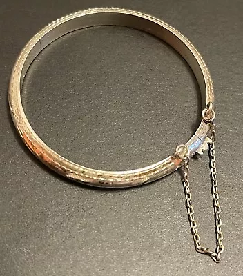 Vintage Etched Child's Hinged Bangle Sterling Silver Stamped 925 Bracelet • $24.99