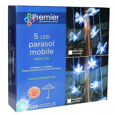 Garden Parasol Mobile Butterfly Lights Battery Operated - 5 White LEDs • £9.44