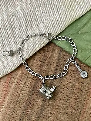 Nice Church Music Charm Bracelet Solid Sterling 925 Silver Vintage Retro Jewelry • $35.76