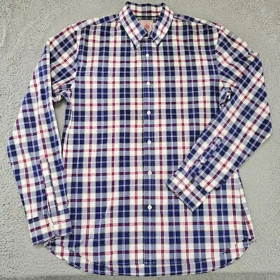 J. Press Trunk Club Shirt Mens Large Blue Plaid Cotton Button Down Long Sleeve • $25.49