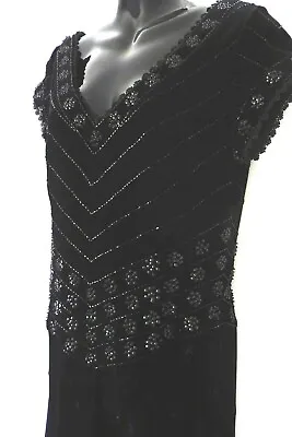 £150 • Buy Caroline Charles Studio Black Velvet Embellished Stunning Evening Gown Dress 12 