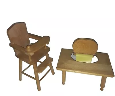 Vintage Strombecker Wooden Doll Furniture For 8  Dolls - 2 High Chairs • $19.99