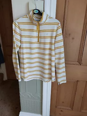 Women’s Joules White & Yellow Stripe Rugby Top Size 10 • $2.51