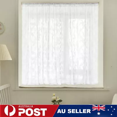 White Lace Sheer Curtains Rod Pocket Window Sheer Voile Curtain Bedroom Decor AU • $18.04