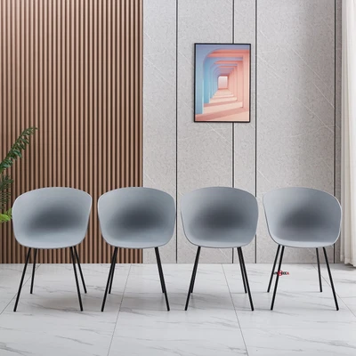 $189.99 • Buy AINPECCA Set Of 4 Grey Plastic Dining Chairs Armchair Metal Legs Kitchen Cafe AU