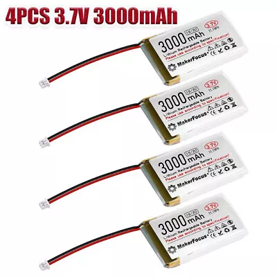 4PCS 3000mAh 3.7V Lithium Battery 3C With Micro JST 1.25 Plug For Drone RC ESP32 • $28.98