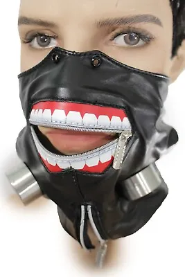 Men Scary Black Fashion Half Face Mask Bio Hazard One Size Zipper Costume • $25.95