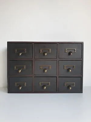 Ebonised Desktop Organiser Apothecary Bank Collector Jewellery Watch Box Drawer • £120