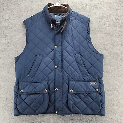 POLO Ralph Lauren Vest Mens XL Iconic 4 Front Pocket Quilted Blue • $59.99