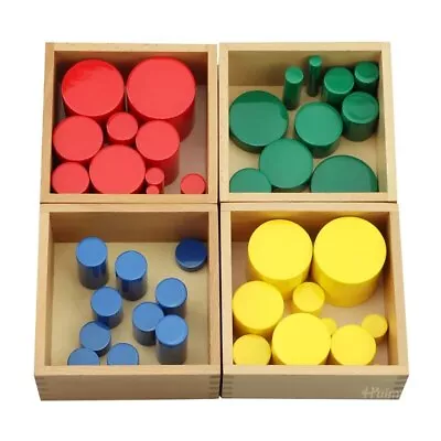 Box Of 4 Sets Wooden Knobless Cylinders Montessori Sensorial Materials • $17