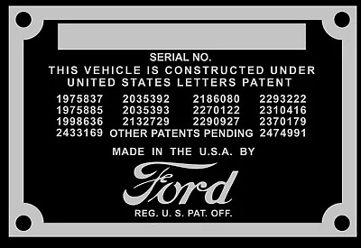 Ford 1949 1950  1951  Shoebox Firewall Data Serial Tag Plate Other Years Too • $17.50