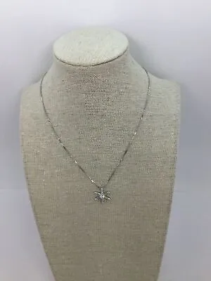 $13 • Buy Nadri Silvertone Crystal Snow Flake Pendant Necklace 