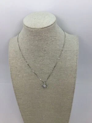 $13 • Buy Nadri Silvertone Crystal Snow Flake Pendant Necklace 