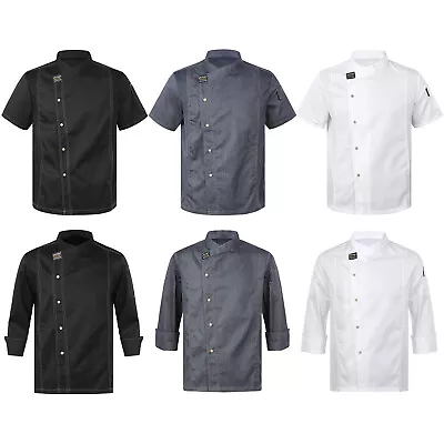 Women Men Chef Coat Short Long Sleeve Chef Jacket Restaurant Kitchen Uniform Top • £7.35