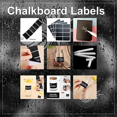 Chalk Labels With Pen Set Blackboard Chalkboard Label Pantry Jam Jar Stickers • £2.65