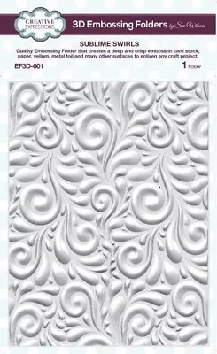 CREATIVE EXPRESSIONS 190mm X 145mm 3D EMBOSSING FOLDERS By Sue Wilson EF3D • £8.65