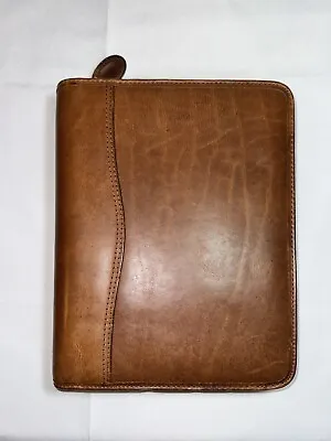 Day-Timer Brown Leather Planner 7 Ring Binder Notebook Organizer Classic • $55