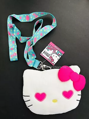 SanrioHello Kitty Zipper Plush Wallet Lanyard Bag Pouch ID Holder • $12.99