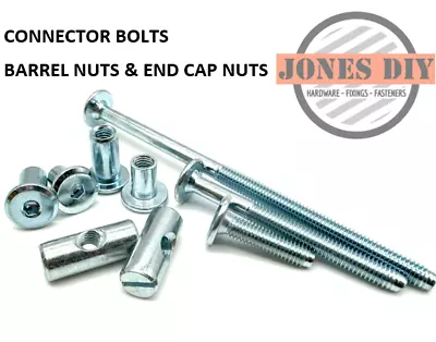 M6 Joint Connector Bolts | Cross Dowel Barrel Nuts & Furniture Connector End Cap • £1.49