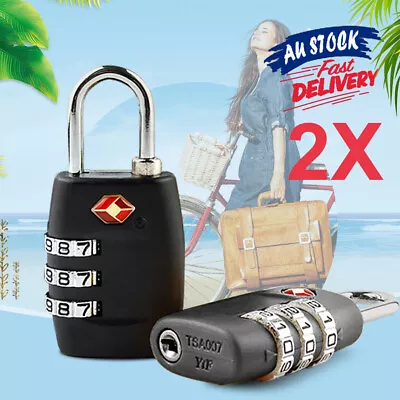 $11.99 • Buy 2pcs Security Locks Travel Luggage Combination Code PadLock Suitcase 3-Dial TSA