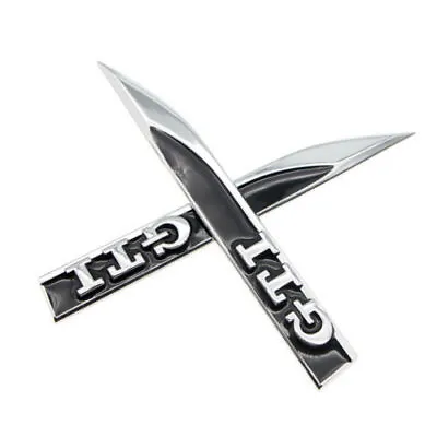 $13.99 • Buy 2x Black Red Fender Sides Badge Logo Metal Chrome Emblem For VW Golf GTI MK6/7 