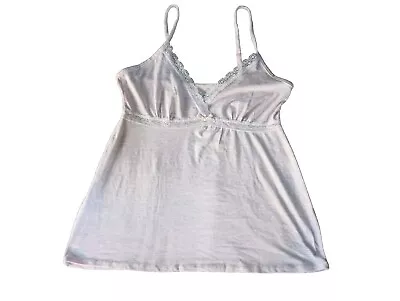 Marilyn Monroe Camisole Soft Stretchy Pink Gray Striped Lace Tank Womens Sz L • $9