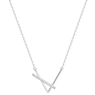 Natural Real Diamond Horizontal V-shaped Necklace For Women In 10K White Gold • $899