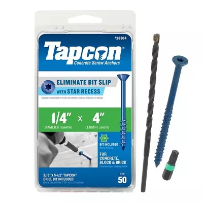 Tapcon 28304 Concrete Screws 4  L Star Flat Head Climaseal 50-PACK • £19.29