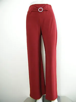 Maroon Saloos Stretchy Trousers With A Diamante Buckle 12 14 16 18 20 22 • £14.99