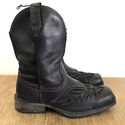 Ariat Boots Mens 9D Rambler Renegade Black ATS Leather Underlay Duratread Cowboy • $50